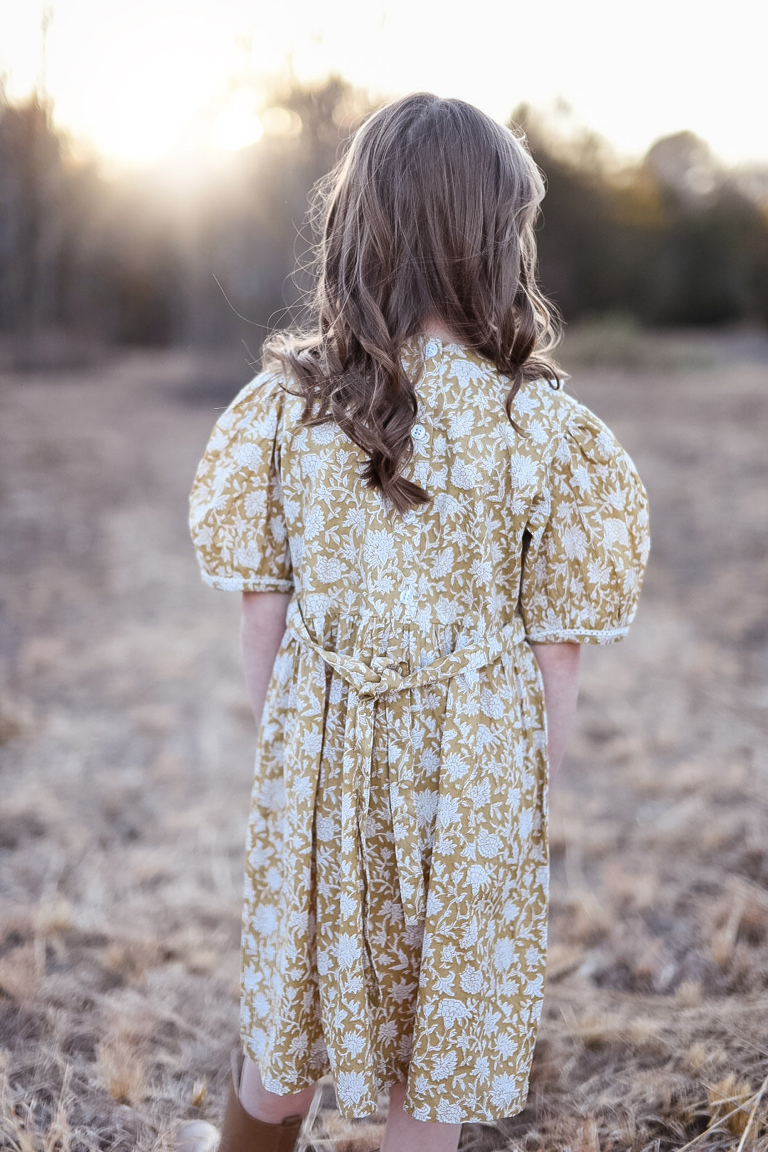 Floral Mustard Embroidered Dress