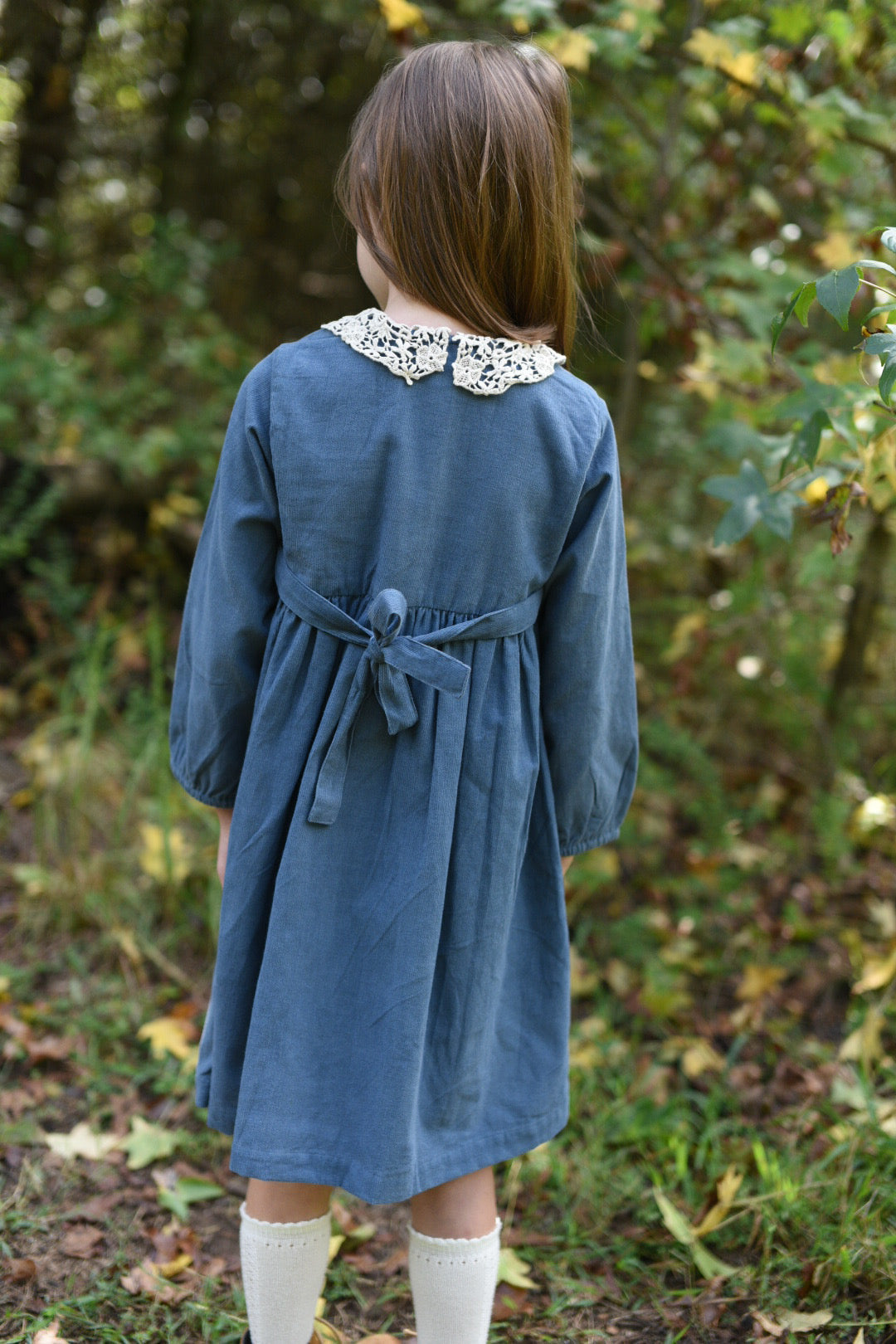 Cord Lace Collared Dress (blue)