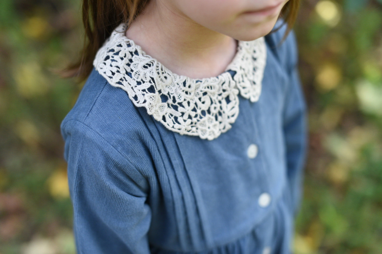 Cord Lace Collared Dress (blue)