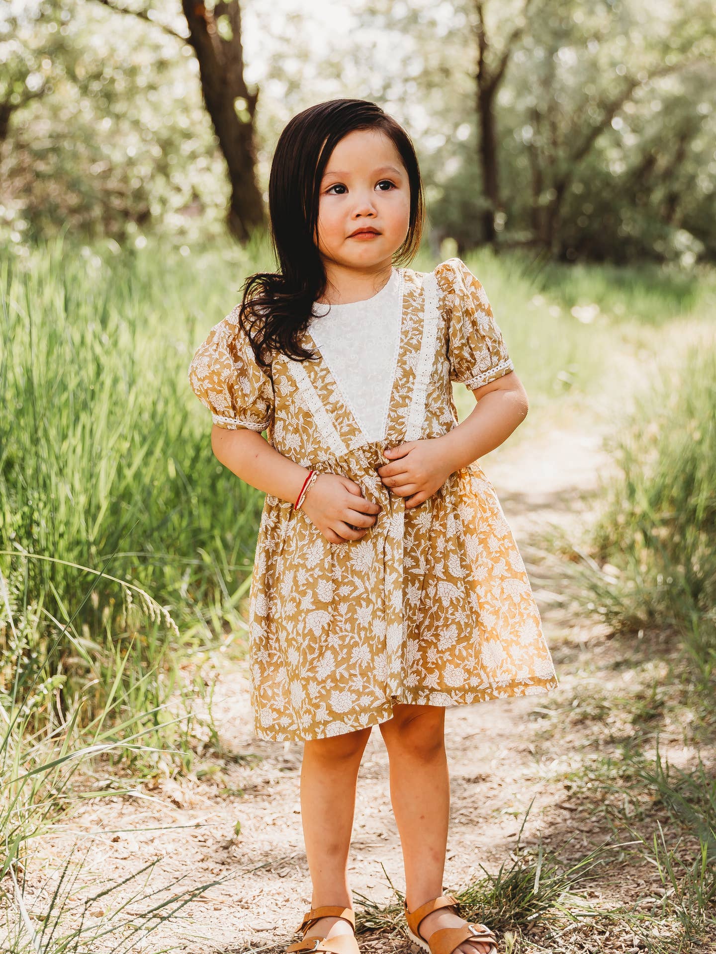 Floral Mustard Embroidered Dress